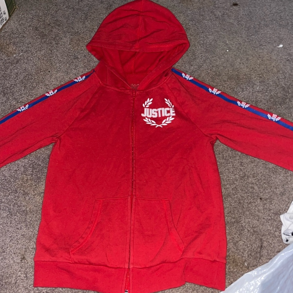 Kids Red Justice active zip-up hoodie
